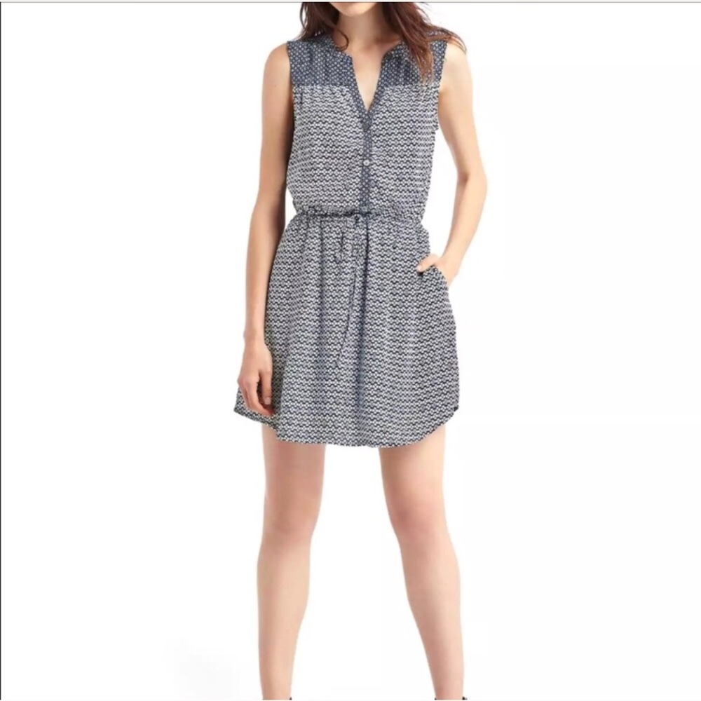 Gap blue printed shirt dress